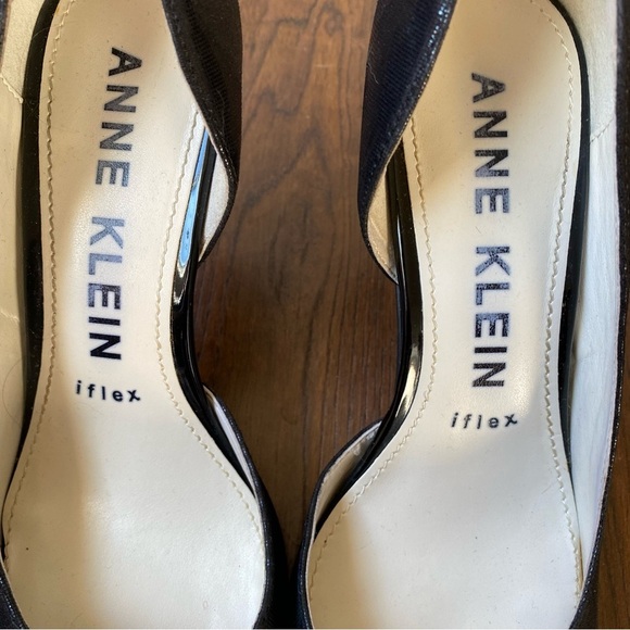 Anne Klein iflex Yolden Black Open Inner Side Pointy Toe Heels Pumps SZ 8 - Picture 5 of 14